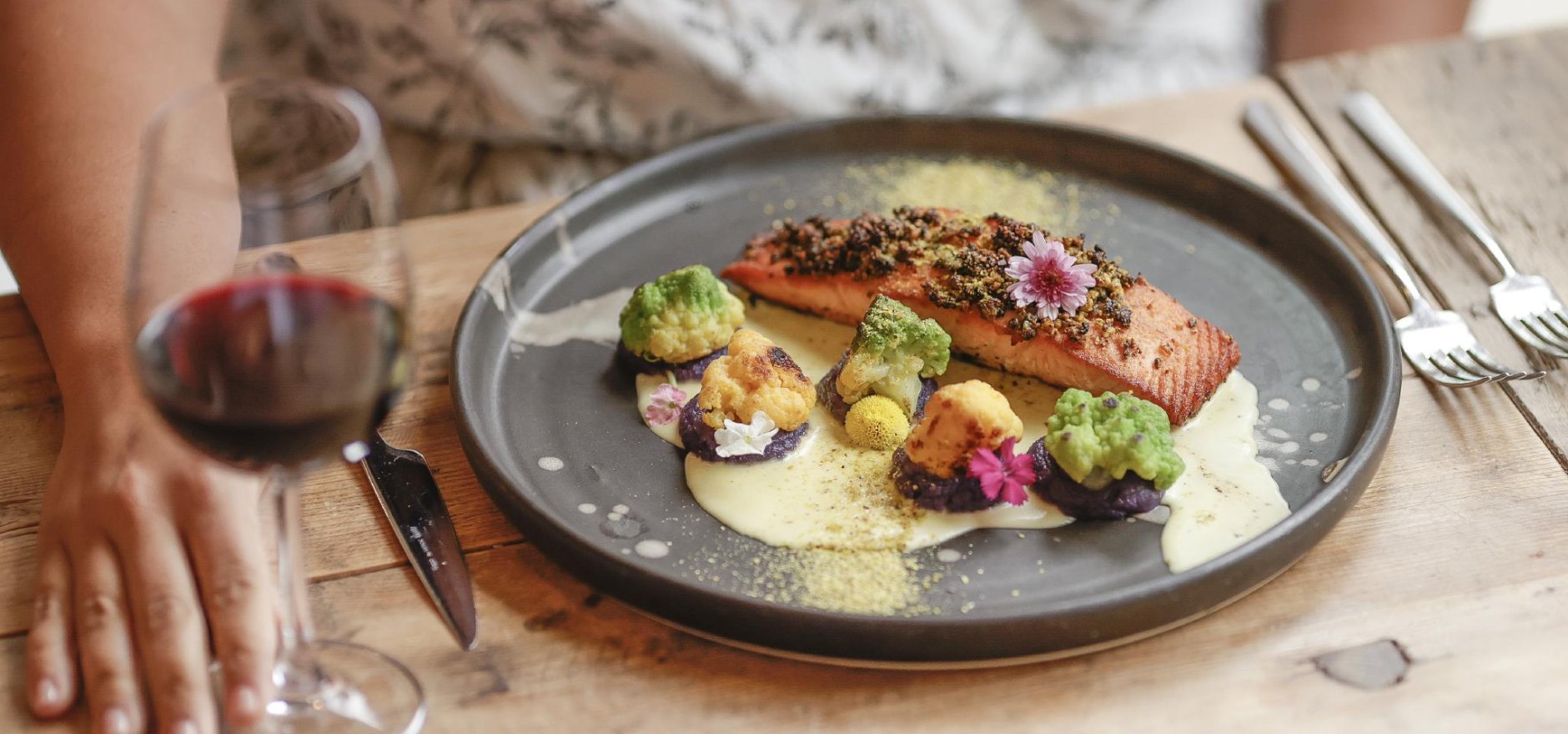 The Restaurant at Leoness Cellars offers stunning vineyard views for a romantic dining experience.